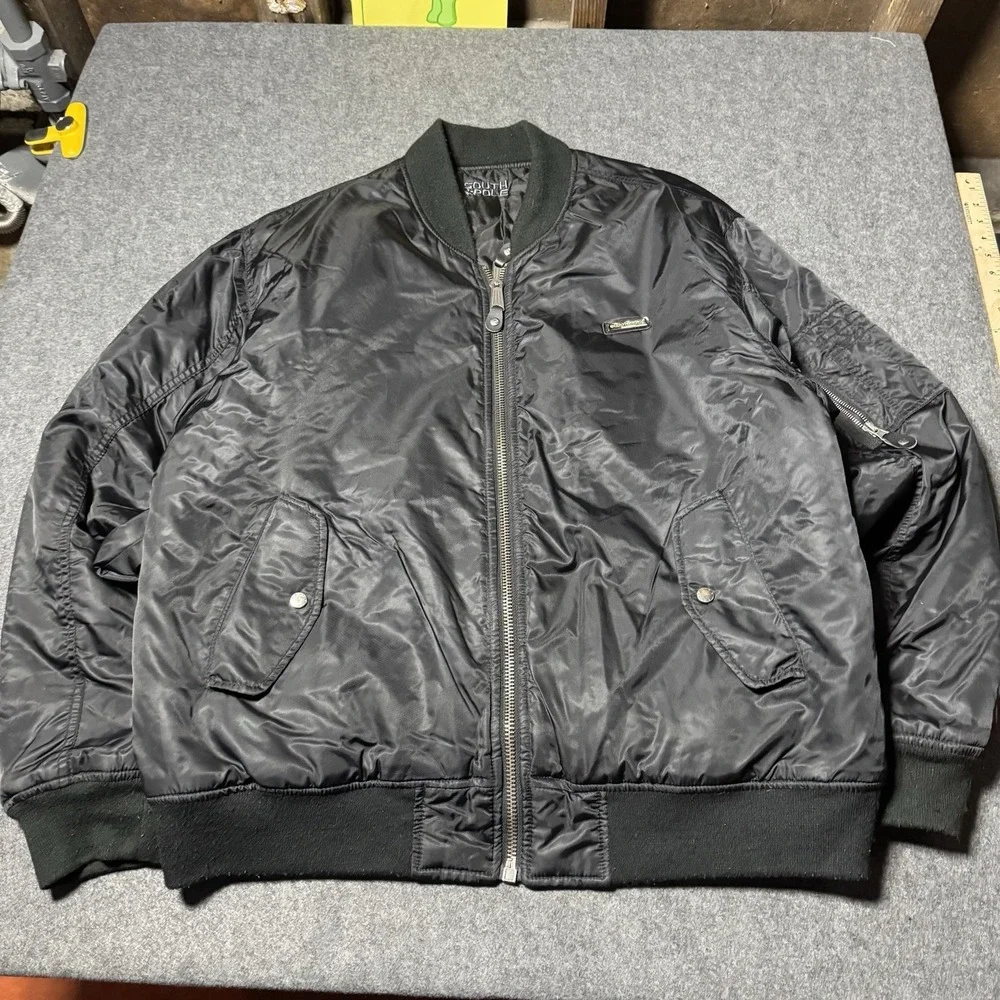 Southpole‎ Bomber Jacket XL Mens Black Reversible Quilted Streetwear Y2K Hip Hop